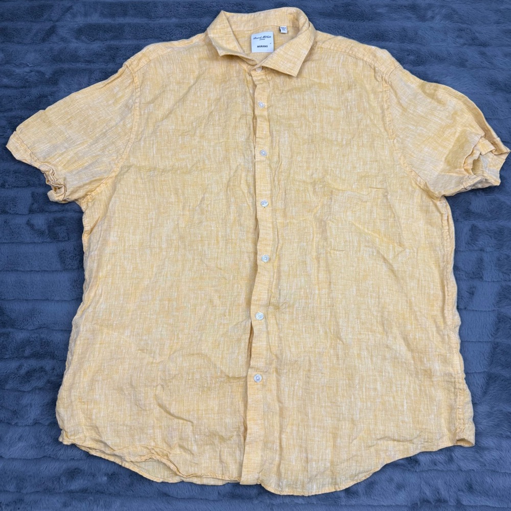Murano Baird McNutt Irish Linen Shirt Mens XL Yellow Short Sleeve Button Down
